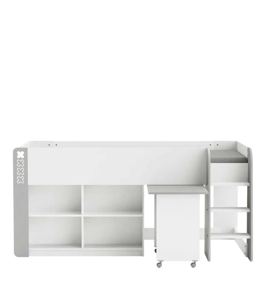LETTO SINGOLO CON SCRIVANIA ESTRAIBILE BIANCO 210,3X124,2X97,8 CM
